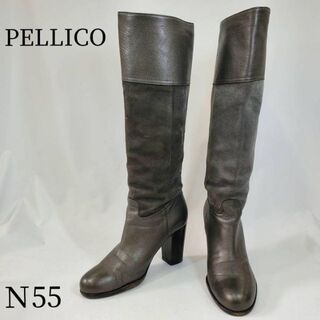 ペリーコ(PELLICO)のPELLICO ペリーコ　グレー　スエード　レザー　ロングブーツ　36(ブーツ)