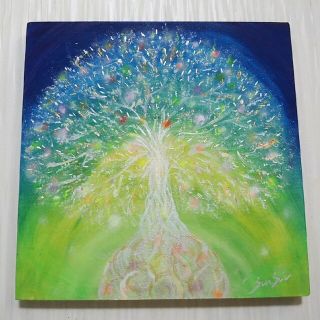 ヒーリング絵画＊はじまりの樹～生命の光樹～宇宙　夢色　思いを叶える 癒し全体守護(アート/写真)