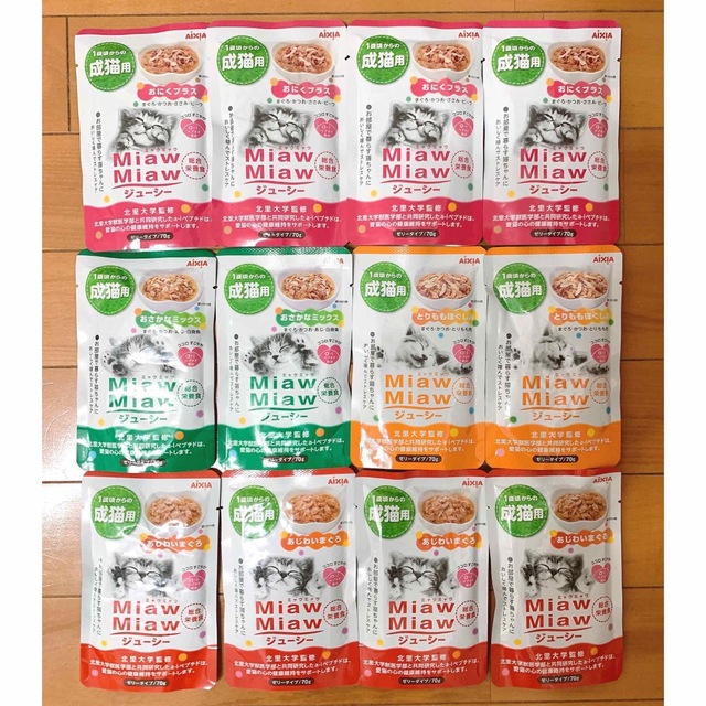MiawMiaw(ミャウミャウ)のアイシア　ミャウミャウ　ジューシー 総合栄養食　ゼリータイプ  12袋 その他のペット用品(ペットフード)の商品写真