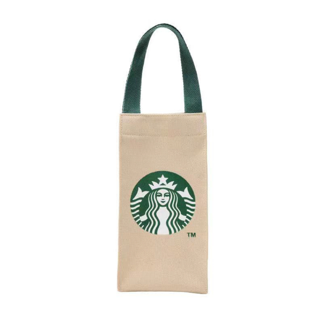 Starbucks(スターバックス)のスタバ海外限定 日本未販売ドリンク小物入れ　スナップ式　ベージュ　クリーム色 レディースのバッグ(トートバッグ)の商品写真