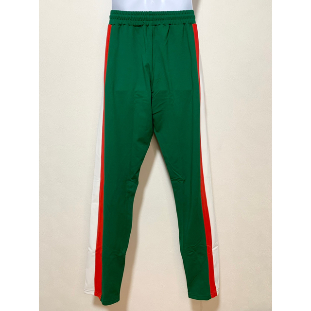 ジョガーパンツ　白赤ダブルライン　スキニースウェット　メンズ　レディース　緑　L メンズのパンツ(その他)の商品写真
