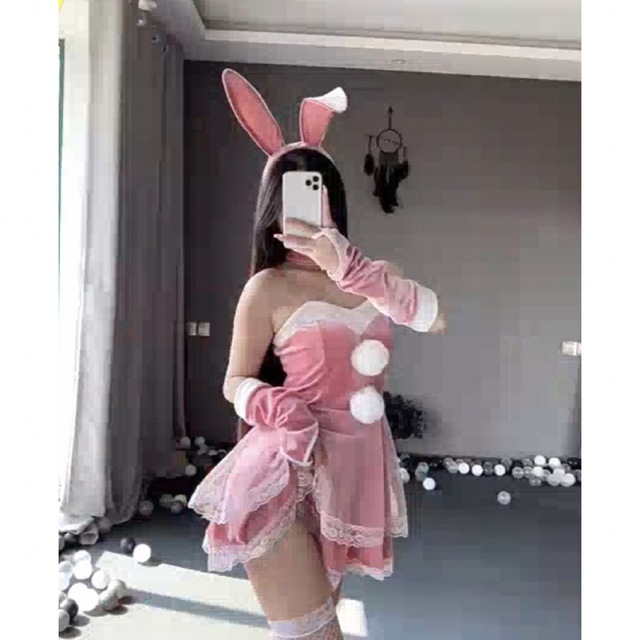 ♡ ♡ ♡ 様専用ページMサイズピンクサンタコスプレバニーちゃんセクシー コスプ エンタメ/ホビーのコスプレ(衣装一式)の商品写真