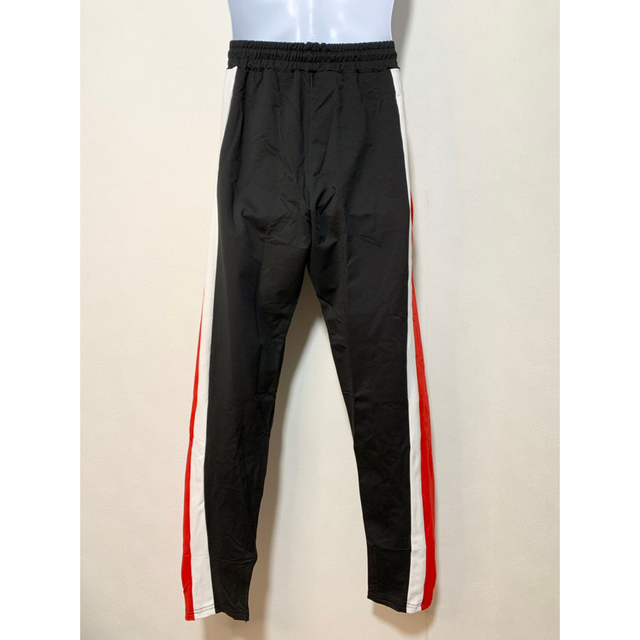 ジョガーパンツ　赤白ダブルライン　スキニースウェット　メンズレディース　黒XXL メンズのパンツ(その他)の商品写真