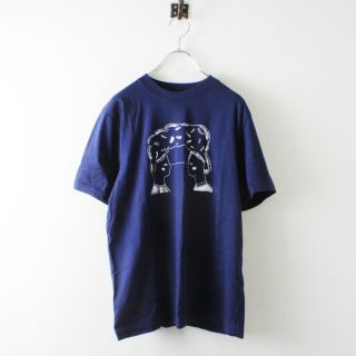 ミナペルホネン(mina perhonen)のmina perhonen ミナペルホネン つづく展購入 ishindenshin コットンプリントTシャツ S/ネイビー トップス TEE【2400013086691】(Tシャツ(半袖/袖なし))