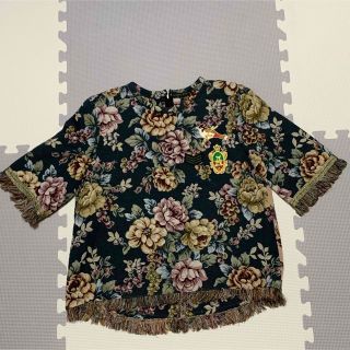 ザラ(ZARA)の5/14まで！ZARA ゴブラン柄Tシャツ　フリンジTシャツ(Tシャツ(半袖/袖なし))