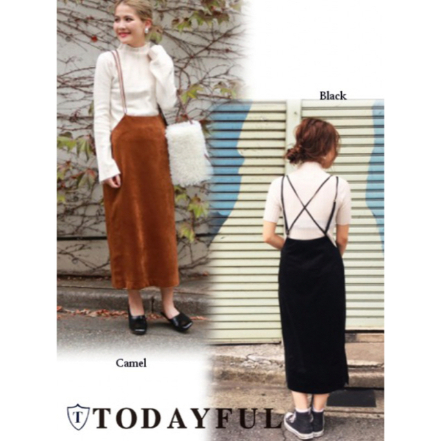 TODAYFUL(トゥデイフル)の専用　トゥデイフル　サロペットスカート　ニットワンピース レディースのスカート(ひざ丈スカート)の商品写真