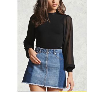 エイチアンドエム(H&M)のH&M ニットシフォンスリーブトップス(カットソー(長袖/七分))