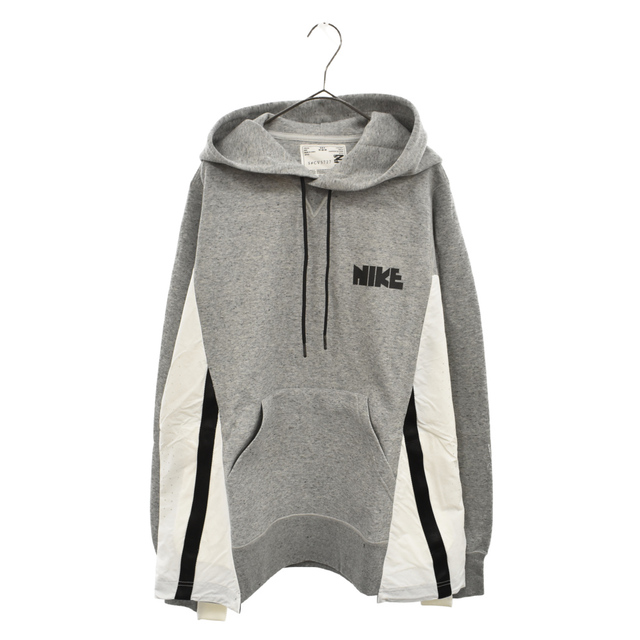 685センチ肩幅Sacai サカイ 21AW ×NIKE NYLON DOCCING SWEAT HOODIE CV5727-063 ×ナイキ ナイロンドッキングスウェットプルオーバーフーディ 再構築パーカー ヘザーグレー