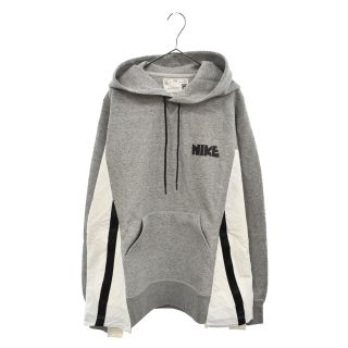 サカイ(sacai)のSacai サカイ 21AW ×NIKE NYLON DOCCING SWEAT HOODIE CV5727-063 ×ナイキ ナイロンドッキングスウェットプルオーバーフーディ 再構築パーカー ヘザーグレー(パーカー)