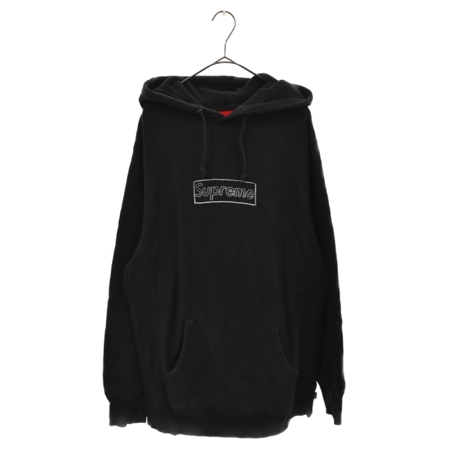 SUPREME シュプリーム 21SS × KAWS CHALK LOGO HOODED SWEATSHIRT カウズ チョークロゴフーデッドスウェットシャツ プルオーバーパーカー ボックスロゴ ブラック