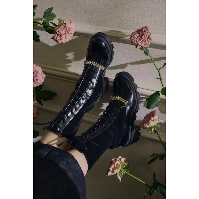 Her lip to(ハーリップトゥ)のCrystal Lace-Up Ankle Boots herlipto レディースの靴/シューズ(ブーツ)の商品写真