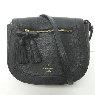 ランバンオンブルー(LANVIN en Bleu)のショルダー バッグ 肩掛け カバン レザー タッセル チャーム 黒 ブラック(ショルダーバッグ)