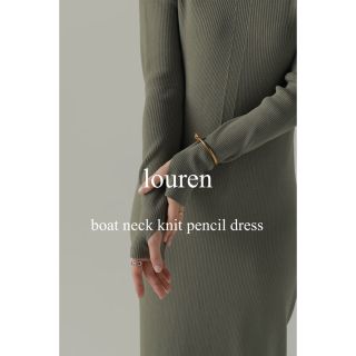 louren boat neck knit pencil dress IVORY