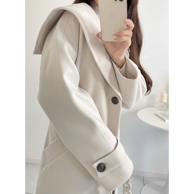 GRL リボンベルト付きセーラーカラーロングコートの通販 by mimi a3709 『GRL』ロングコート 羽織り 薄手 1つボタン リボンベルト付