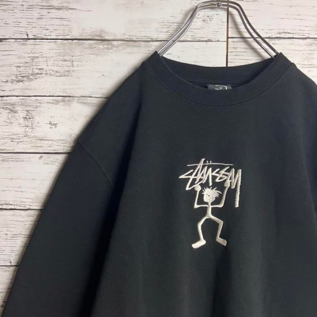 レアデザイン XL】ステューシー 刺繍ロゴ ラスタ モックネック スウェット-
