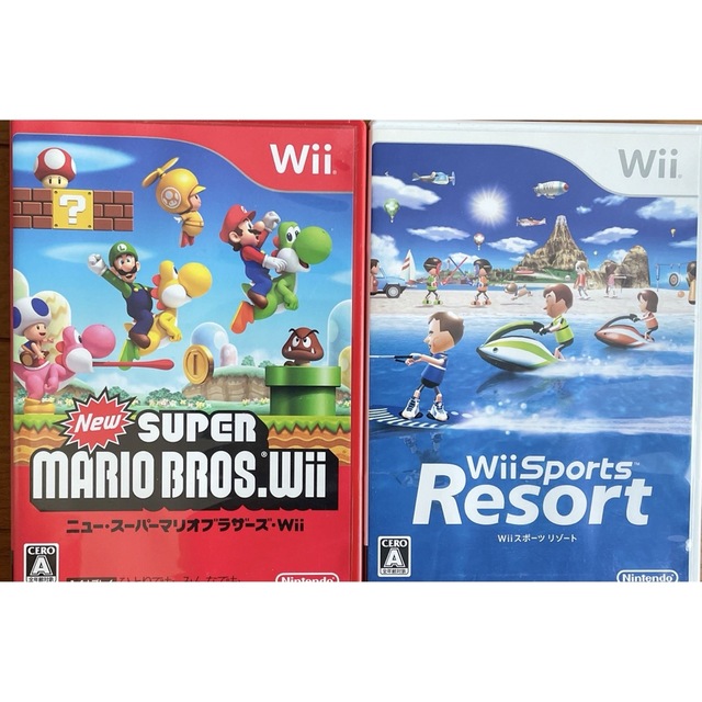 「New スーパーマリオブラザーズ WiiSport Resort」2本セット エンタメ/ホビーのゲームソフト/ゲーム機本体(その他)の商品写真