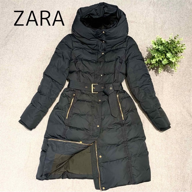 ZARA(ザラ)のZARA BASIC ダウンコート　ネイビー　US Mサイズ レディースのジャケット/アウター(ダウンコート)の商品写真