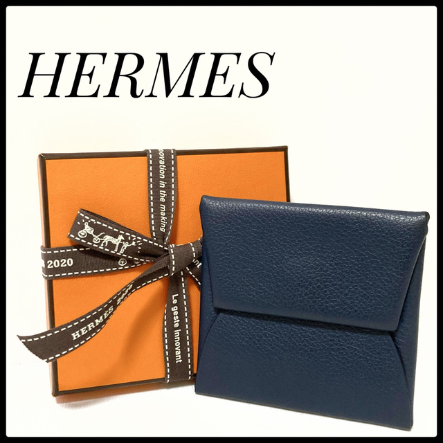 美品✨ エルメス HERMES バスティア コインケース 小銭入れ ネイビー