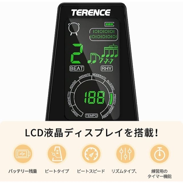 デジタルメトロノーム LCDディスプレイ付き スピーカー内蔵 音量調節可能 スマホ/家電/カメラのオーディオ機器(その他)の商品写真