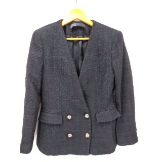 ザラ(ZARA)のZARA(ザラ) ノーカラーツイードジャケット レディース アウター ジャケット(テーラードジャケット)