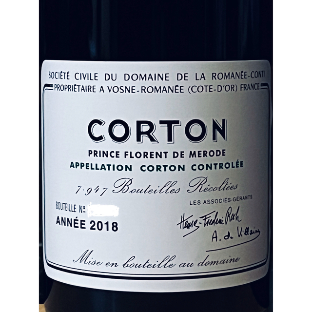 DRC　コルトン グラン クリュ 2018【DRC Corton】