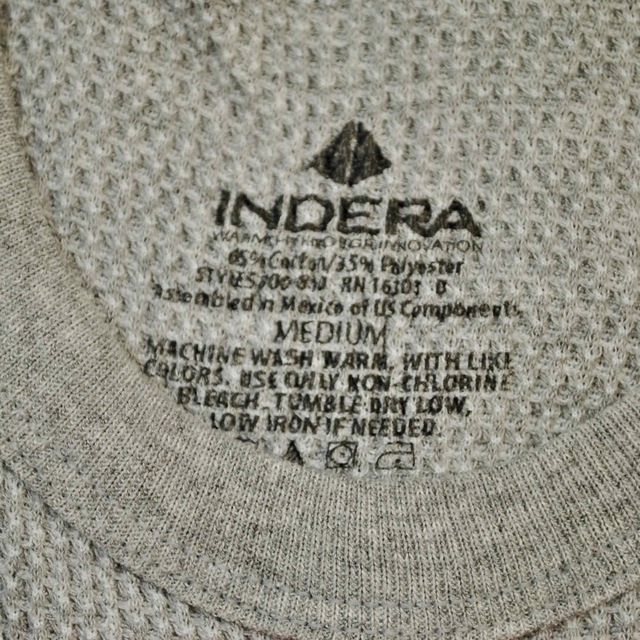 INDERA(インデラ)のインデラINDERA長袖サーマルTシャツ【65/35グレーM】ワッフルtee メンズのトップス(Tシャツ/カットソー(七分/長袖))の商品写真