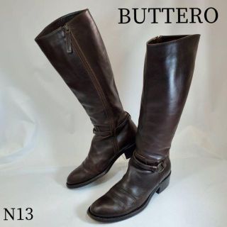 ブッテロ(BUTTERO)のBUTTERO ブッテロ　サイドジップ　ダークブラウン　36 ロングブーツ(ブーツ)