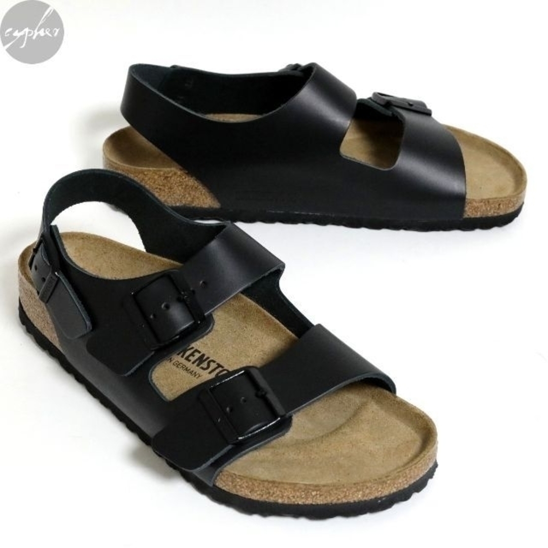 BIRKENSTOCK(ビルケンシュトック)の44 新品 ビルケンシュトック ミラノ BS ナチュラル レザー サンダル 黒 メンズの靴/シューズ(サンダル)の商品写真