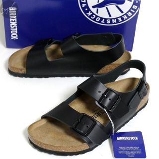 ビルケンシュトック(BIRKENSTOCK)の44 新品 ビルケンシュトック ミラノ BS ナチュラル レザー サンダル 黒(サンダル)