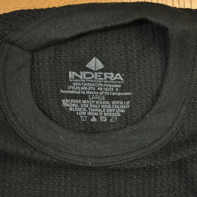 INDERA(インデラ)のインデラINDERA長袖サーマルTシャツ【65/35 ブラックL】ワッフルtee メンズのトップス(Tシャツ/カットソー(七分/長袖))の商品写真