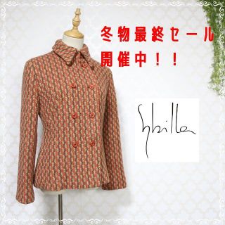 シビラ(Sybilla)のシビラ　Pコート ショート丈　M　マルチカラー　ツイード(ピーコート)