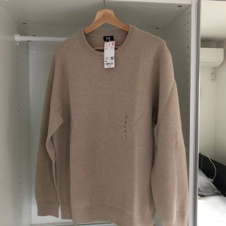 ユニクロ(UNIQLO)のユニクロ　ウォッシャブルストレッチミラノリブクルーネックセーター　ベージュXL(ニット/セーター)