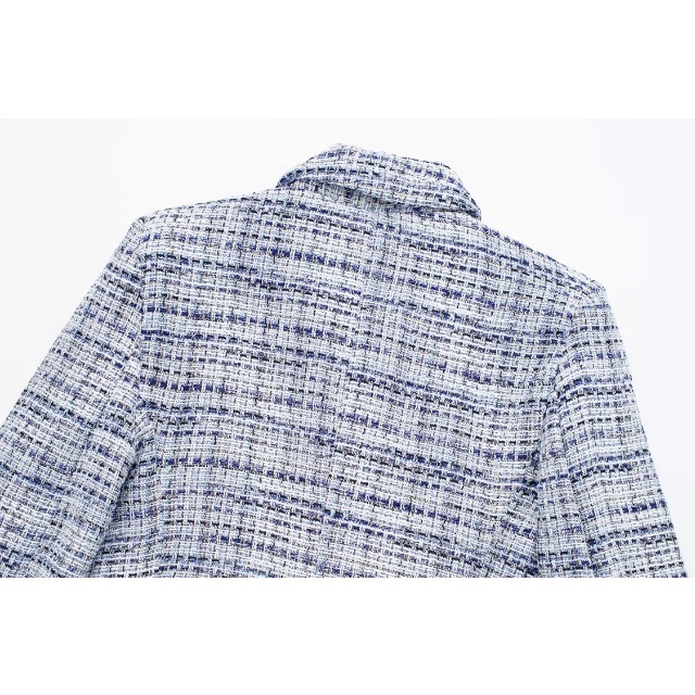 🎅12月新作🎄10093◆ツイード ダブル ジャケット ブレザー  レディースのジャケット/アウター(テーラードジャケット)の商品写真