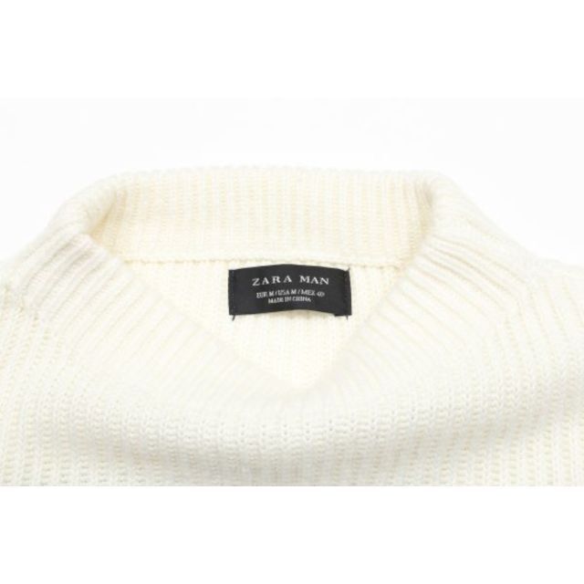 ZARA(ザラ)の古着★ZARAMAN ザラマン★クルーネックボーダーニット★★M★40ホワイト白 メンズのトップス(ニット/セーター)の商品写真