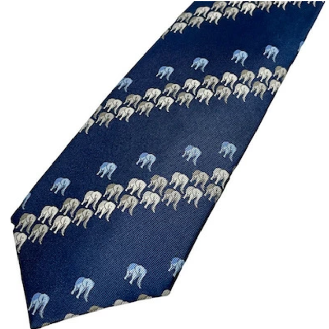 Jim Thompson(ジムトンプソン)のジムトンプソン ブルー ネクタイ ゾウ柄 タイシルク  メンズのファッション小物(ネクタイ)の商品写真