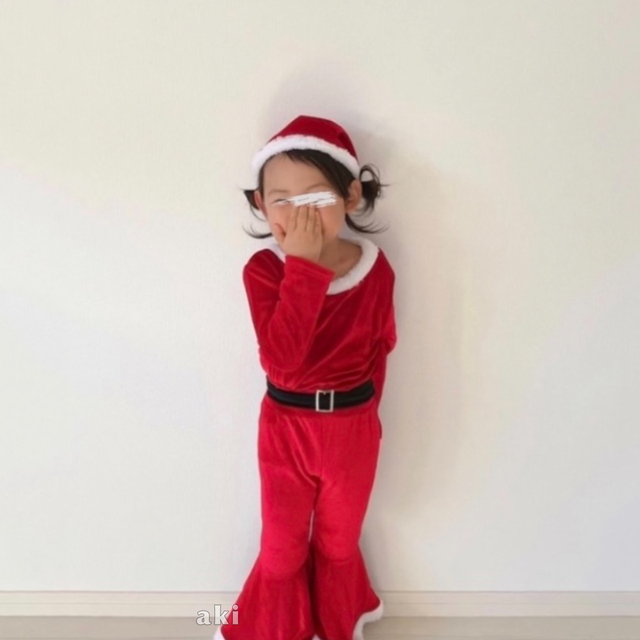 子ども服 100 赤 サンタ クリスマス フレア セットアップ コスチューム キッズ/ベビー/マタニティのキッズ服女の子用(90cm~)(その他)の商品写真