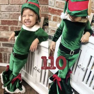 子供服 キッズ 110 クリスマス セットアップ 緑 エルフ 可愛い お洒落