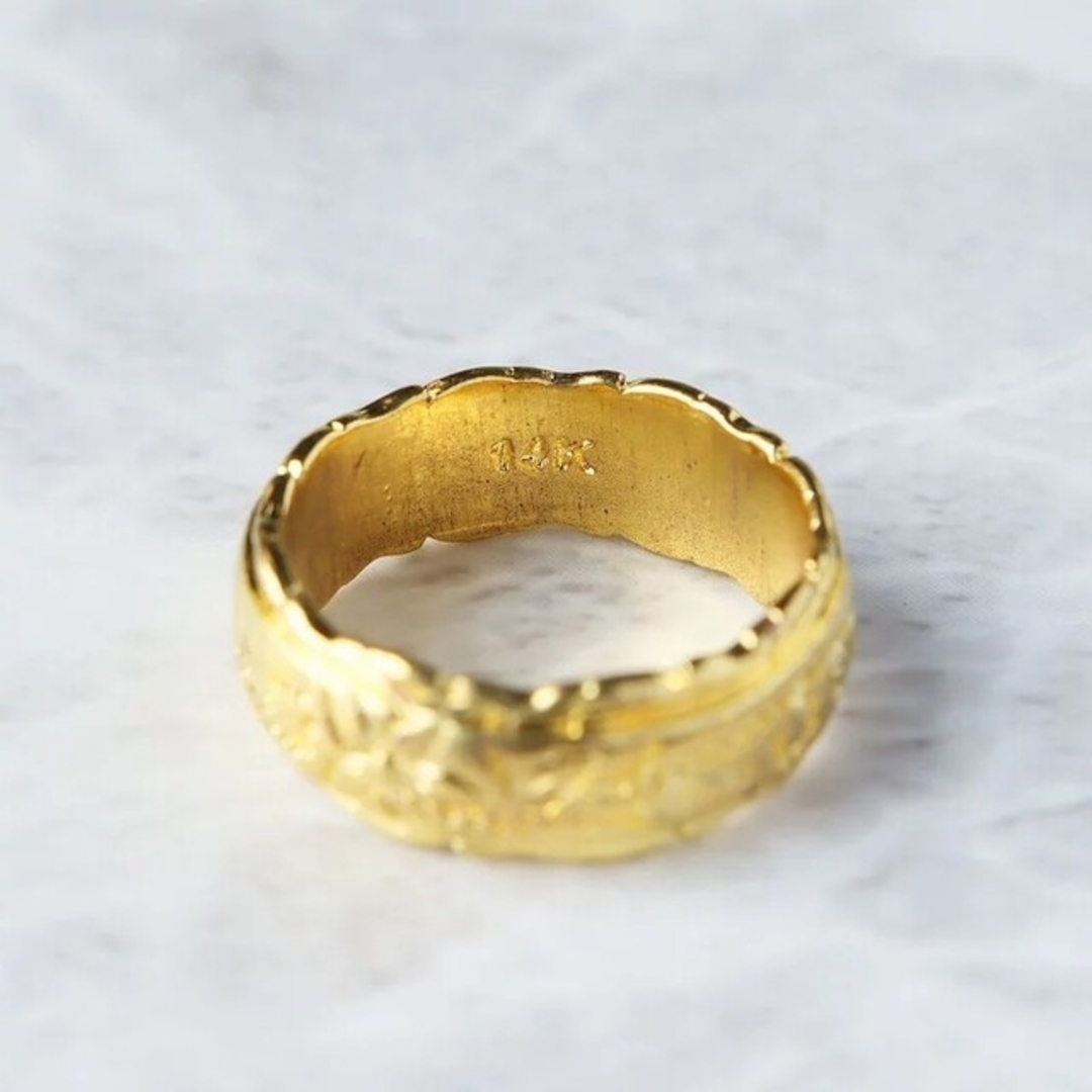 (1358) ラッピング付き ハワイアン プルメリア 花 幅6mm リング 指輪 レディースのアクセサリー(リング(指輪))の商品写真