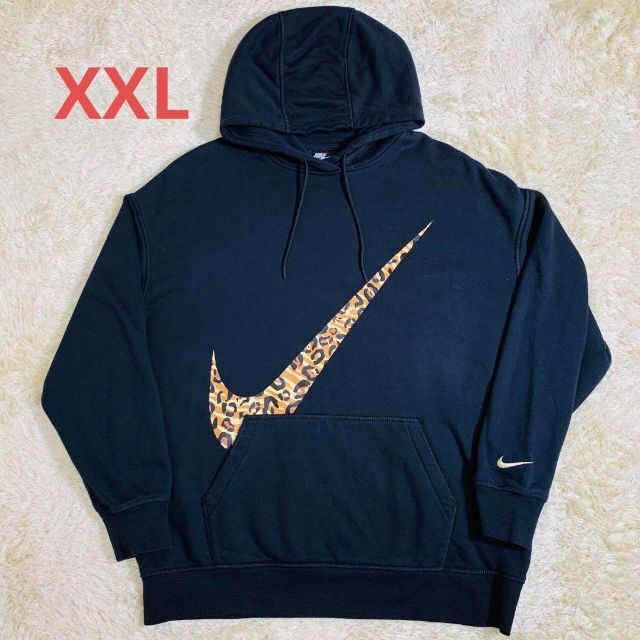 NIKE パーカー プルオーバー ビッグロゴ レオパード 豹柄 裏起毛 XXL-