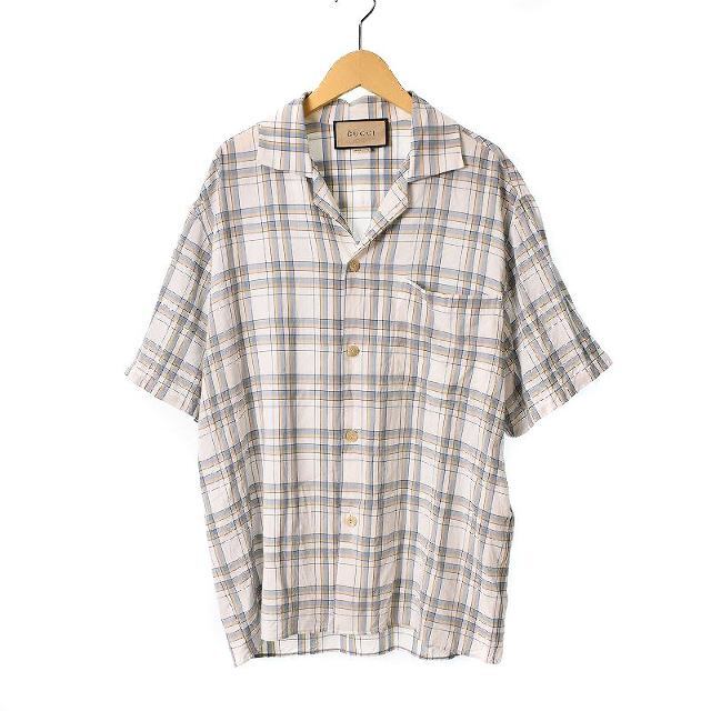 Gucci - GUCCI 22SS ビスコースチェックボウリング半袖シャツ 48