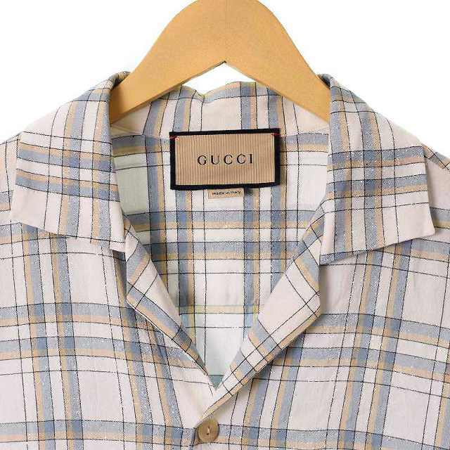 Gucci - GUCCI 22SS ビスコースチェックボウリング半袖シャツ 48
