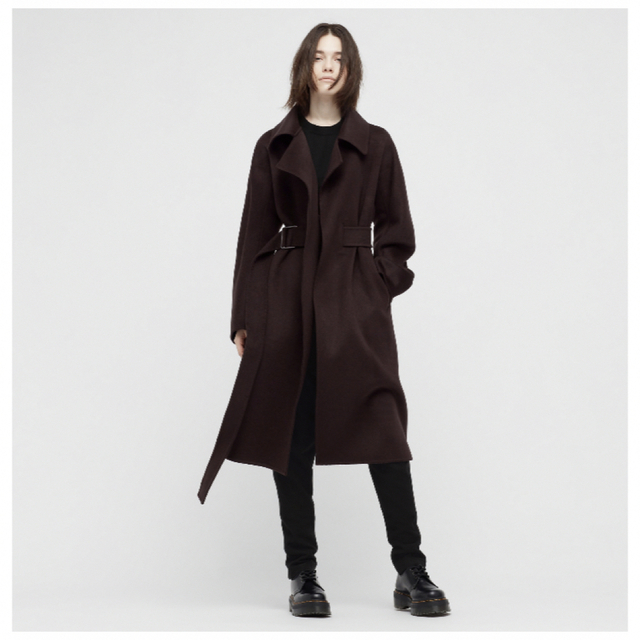 カシミヤブレンドラップロングコート BLACK Mサイズ