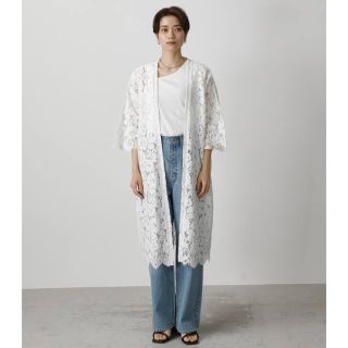 アズールバイマウジー(AZUL by moussy)のSCALLOP LACE LONG GOWN/スカロップレースロングガウン(カーディガン)