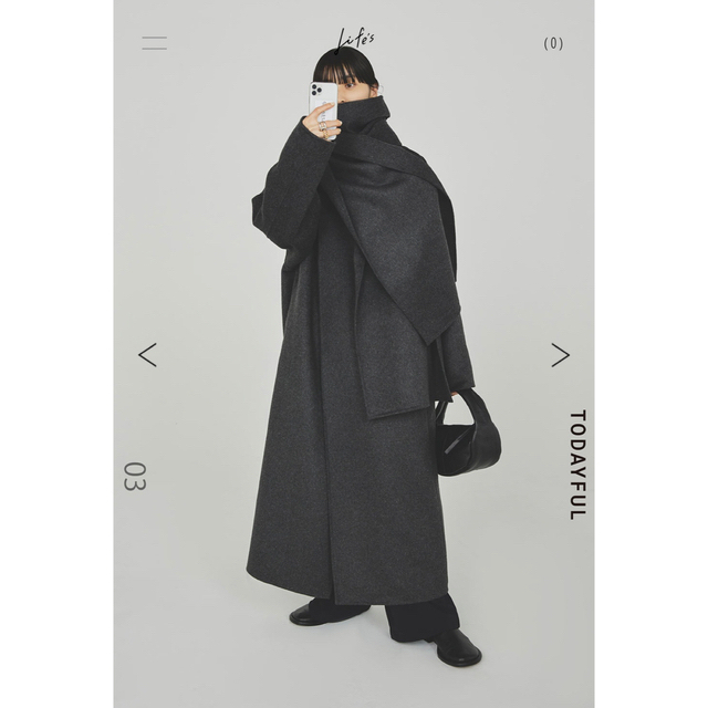 TODAYFUL(トゥデイフル)のtodayful Stole Wool Coat レディースのジャケット/アウター(ロングコート)の商品写真