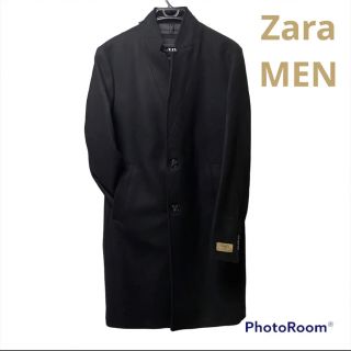 ザラ(ZARA)の未使用★Zara MEN ウール スタンドカラーコート Lサイズ(チェスターコート)