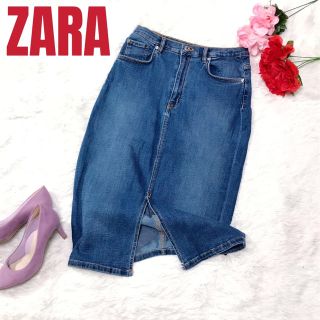 ザラ(ZARA)のZARA ザラ ストレッチ タイト デニムスカート(ひざ丈スカート)