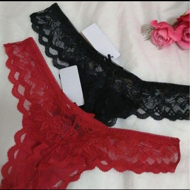 くい込みなし◎薔薇柄総レース❤XL 赤と黒の通販 by M.M |ラクマ