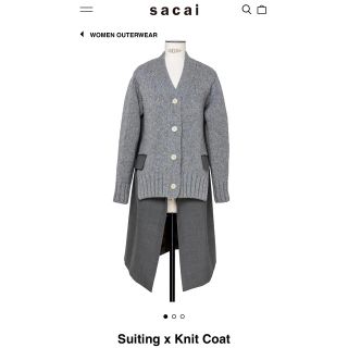 サカイ(sacai)のsacai 　一度短時間着用の美品　カーディガン　アウター　グレー(ニットコート)