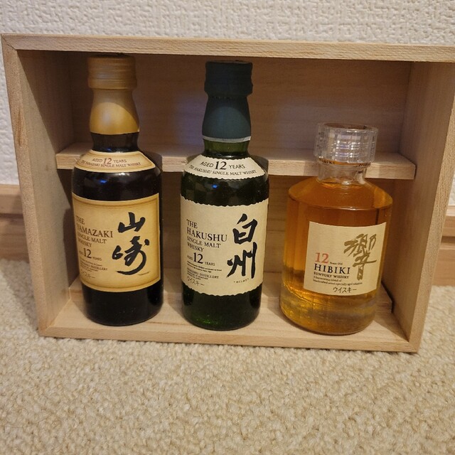 山崎12年白州12年響12年ミニチュアセット 食品/飲料/酒の酒(ウイスキー)の商品写真