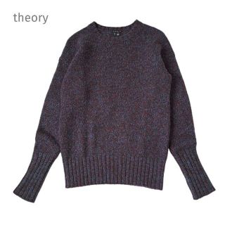 セオリー(theory)のtheory セオリー クルーネックセーター ニット 紫 パープル ウール S(ニット/セーター)